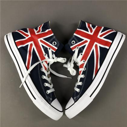 Wen Hand Painted Shoes Blue Converse High Top..